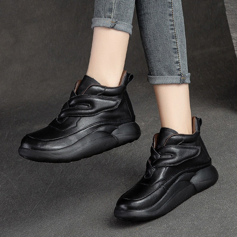 Women Retro Casual Minimalist Leather Ankle Boots Newgew Shoes