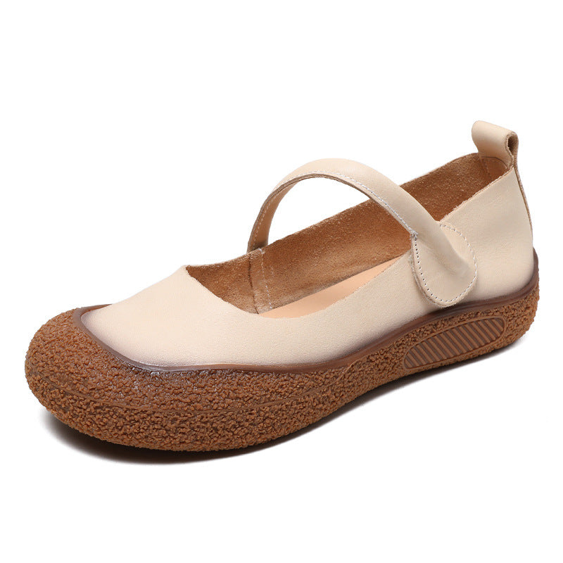 Women Retro Leather Soft Flat Casual Shoes Newgew Shoes