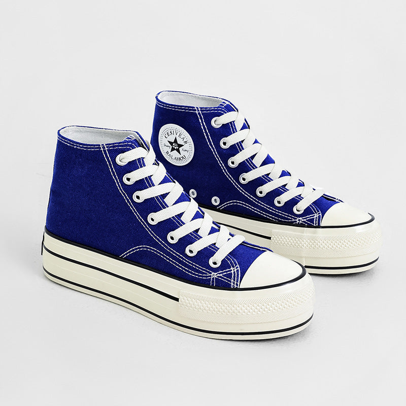 Women's High-low Top Height Increasing Classic Canvas Shoes Newgew
