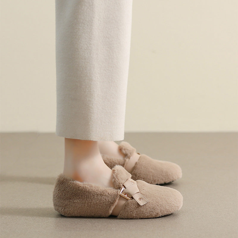 Women Soft Flat Home Casual Fur Shoes Newgew Shoes
