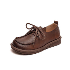 Women Retro Soft Cowhide Flat Casual Shoes Newgew Shoes