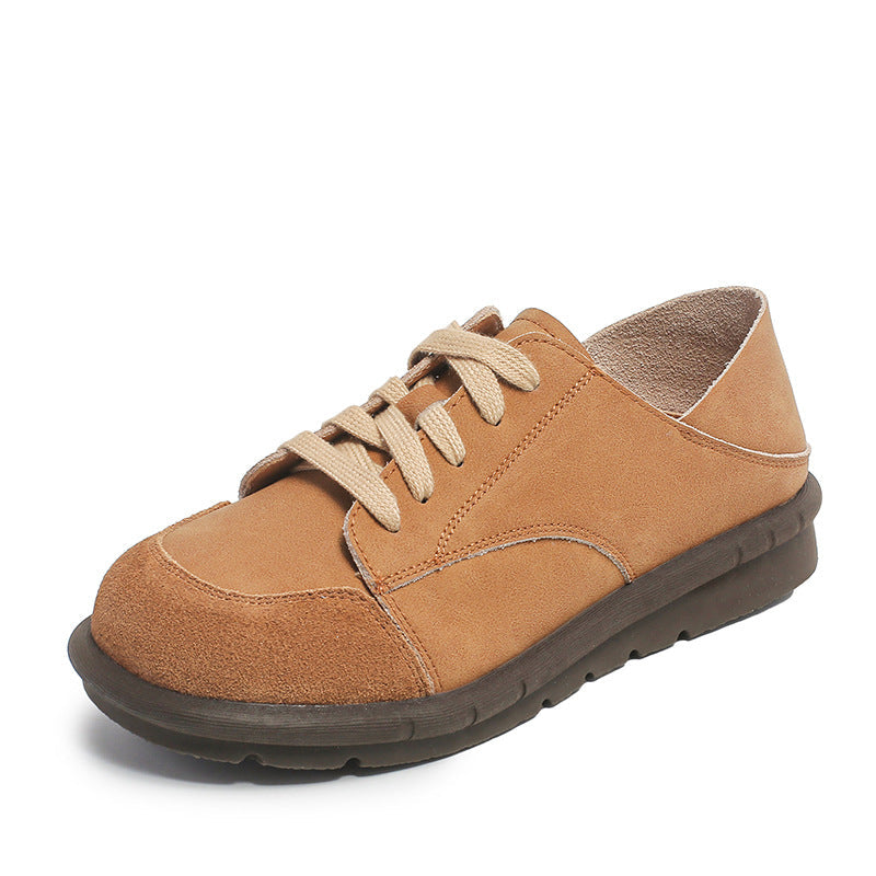 Women Retro Nubuck Leather Flat Casual Shoes Newgew Shoes