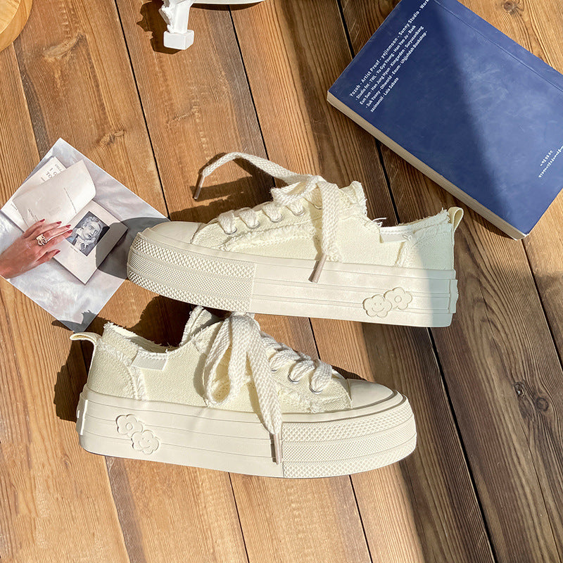 Women's Classic Style Summer Thick Bottom Versatile Canvas Shoes Newgew