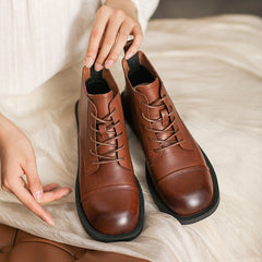 Women Patchwork Leather Ankle Boots Newgew Shoes