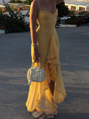 Apricot Ruffled Front Gown Newgew Dresses