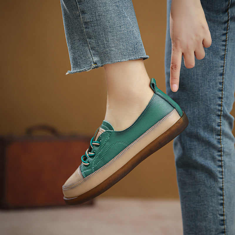 Women Retro Leather Minimalist Soft Flat Casual Shoes Newgew Shoes