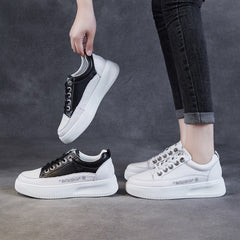 Women Minimalist Fashion Leather Thick Soled Casual Shoes Newgew Shoes