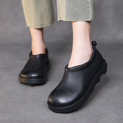 Women Retro Minimalist Leather Lug Sole Casual Shoes Newgew Shoes