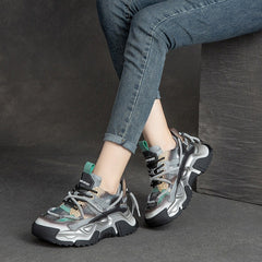 Women Casual Leather Chunky Dad Sneakers Newgew Shoes