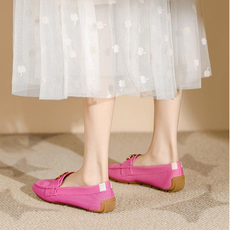 Flat Soft Sole Flying Woven Square Toe Loafers NewGew