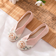 Women's Low Chinese Cheongsam Pumps Height Increasing Canvas Shoes Newgew
