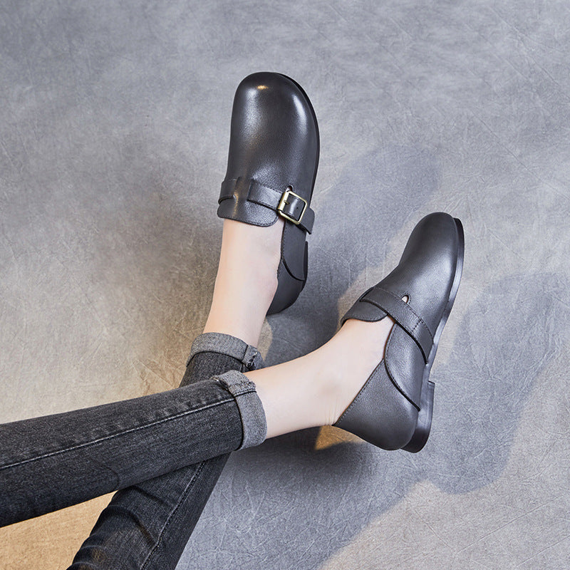Women Retro Minimalist Soft Leather Casual Shoes Newgew Shoes