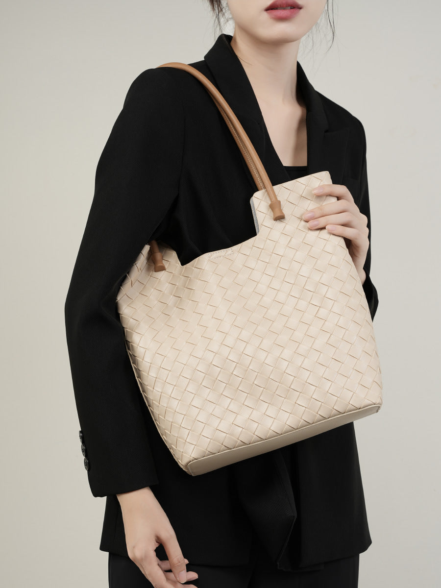 Women Fashion Handmade Plaited Leather Tote Shoulder Bag Newgew Shoes