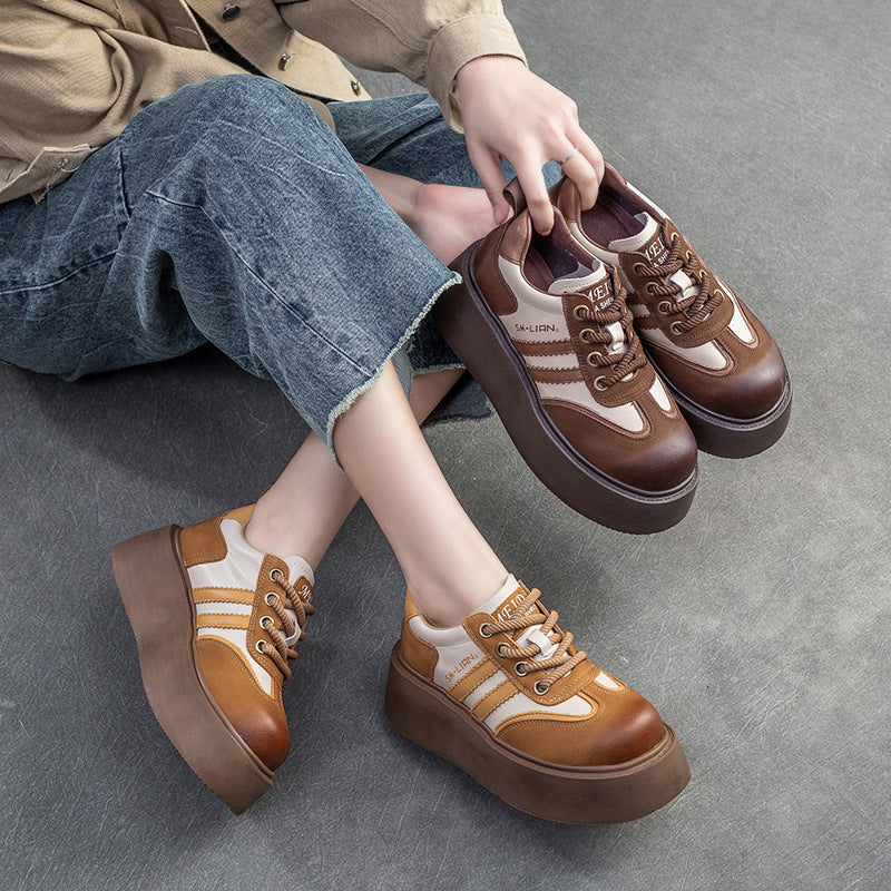 Women Minimalist Patchwork Leather Flat Casual Shoes Newgew Shoes