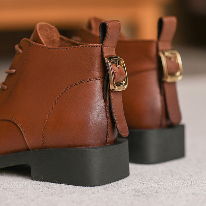 Women Patchwork Leather Ankle Boots Newgew Shoes
