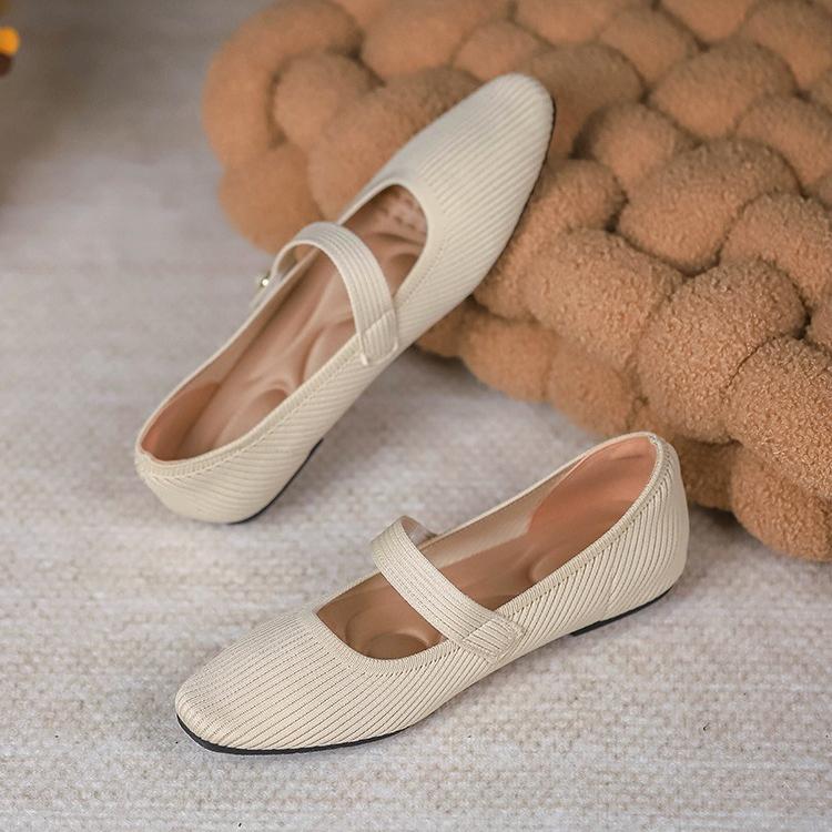 Square Toe Mary Jane Woven Flats Newgew