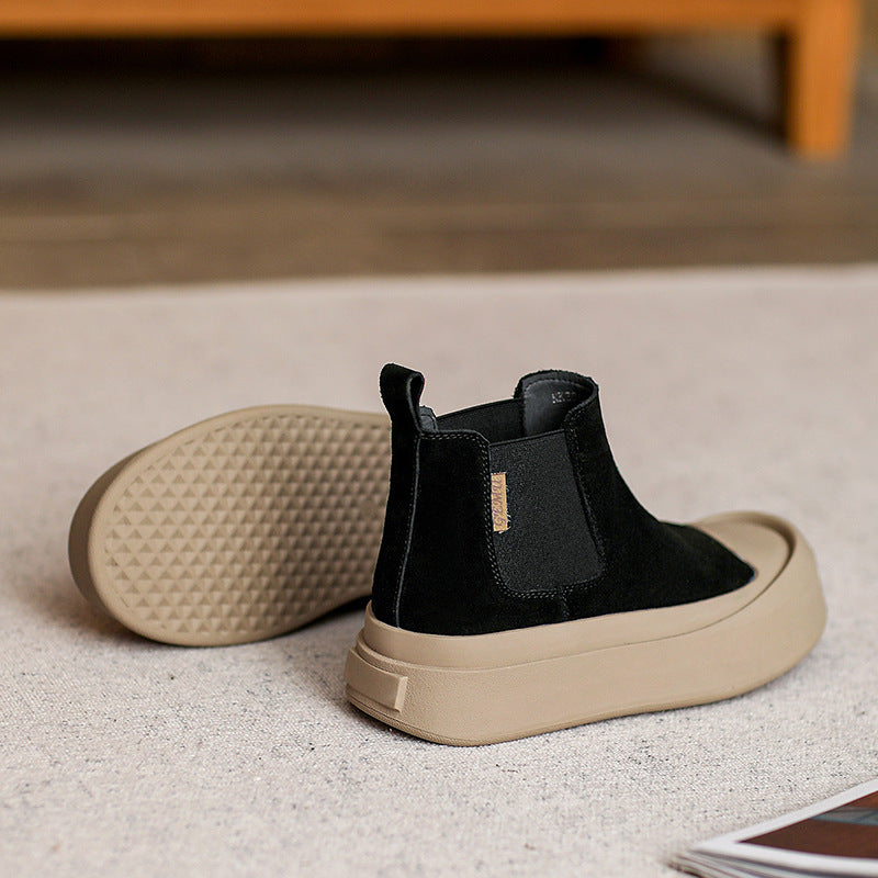 Women Retro Casual Leather Flat Ankle Boots Newgew Shoes