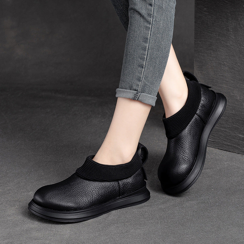 Women Retro Minimalist Leather Flat Casual Shoes Newgew Shoes
