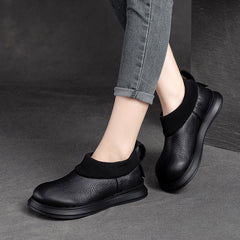 Women Retro Minimalist Leather Flat Casual Shoes Newgew Shoes