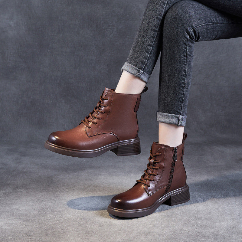 Women Minimalist Retro Soft Leather Ankle Boots Newgew Shoes