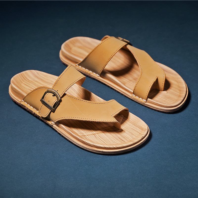 Men Summer Leather Beach Flip Flops Sandals Slides Newgew Shoes