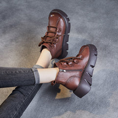 Women Casual Leather Platform Ankle Boots Newgew Shoes