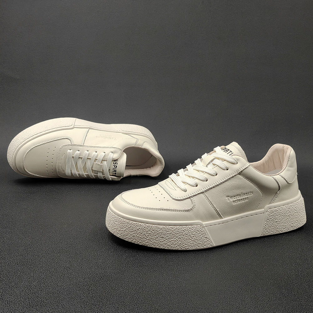Men Fashion Minimalist Solid Leather Flat Casual Shoes Newgew Shoes