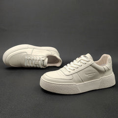 Men Fashion Minimalist Solid Leather Flat Casual Shoes Newgew Shoes