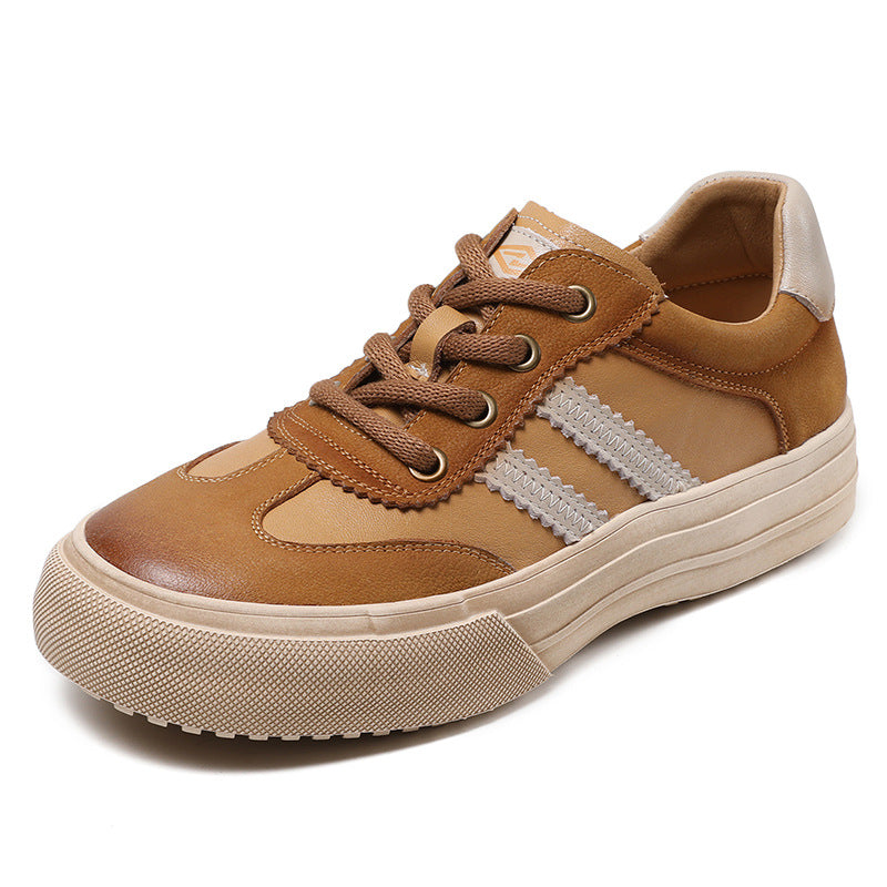 Women Handmade Color Matching Leather Casual Training Shoes Newgew Shoes