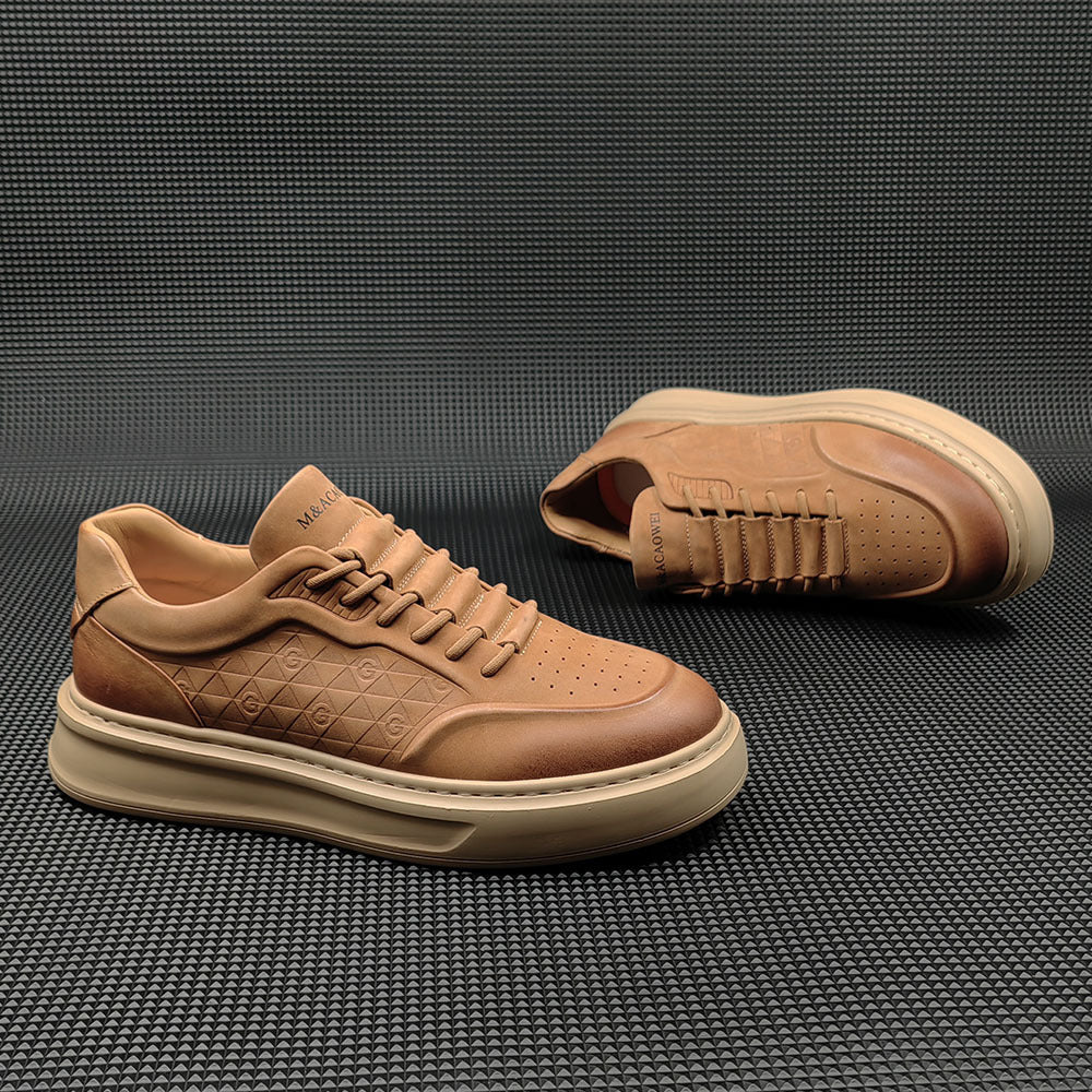 Men Minimalist Embossed Breathable Leather Casual Shoes Newgew Shoes