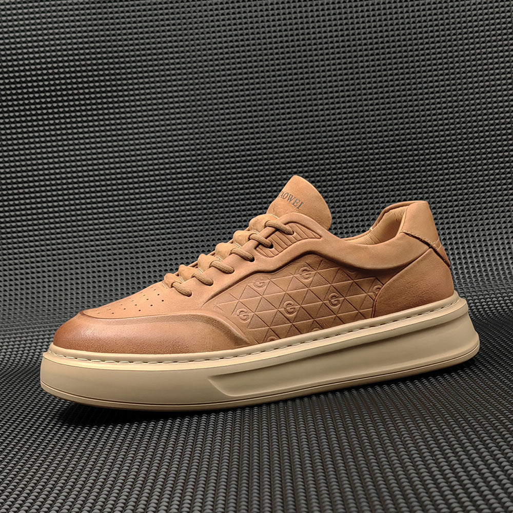 Men Minimalist Embossed Breathable Leather Casual Shoes Newgew Shoes