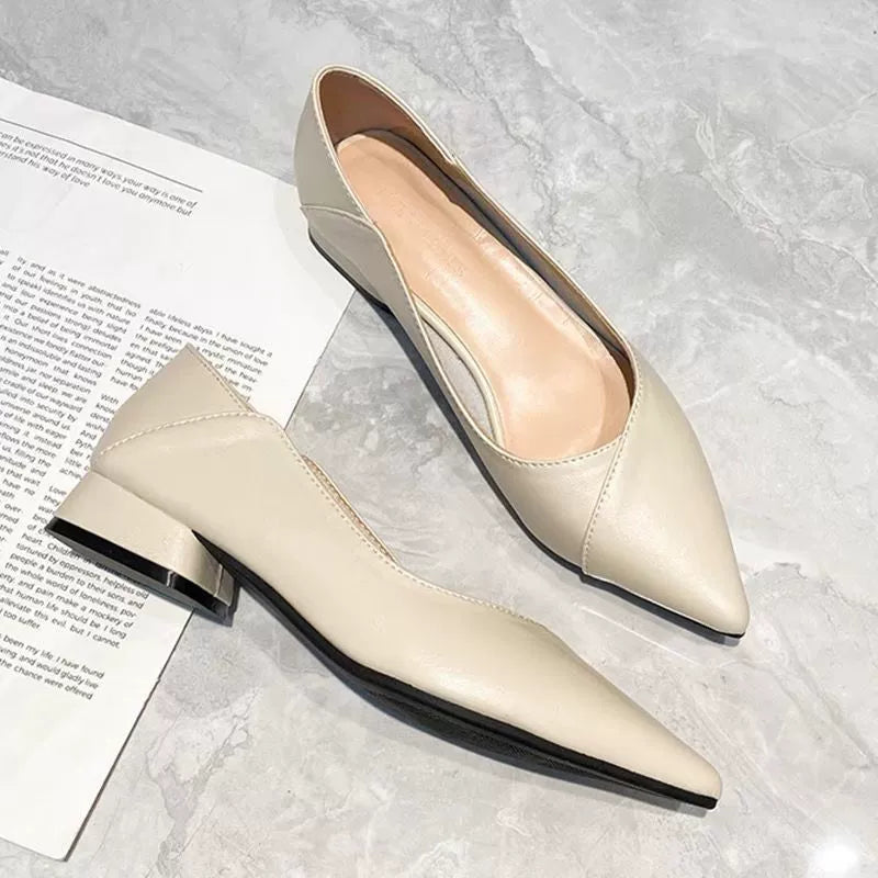 PU Leather Shoes Ballet Flats Pointed Toe Shallow Mouth Slip-on Loafer NewGew