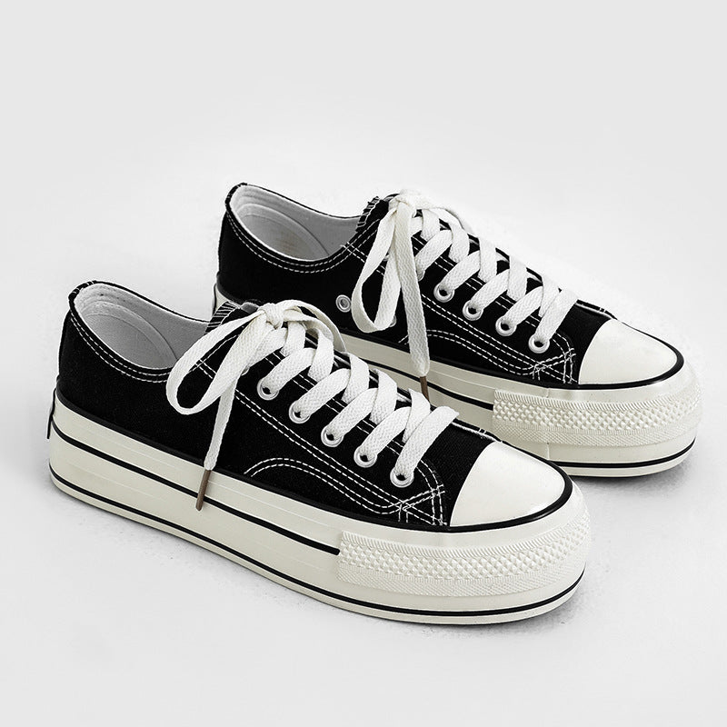 Women's High-low Top Height Increasing Classic Canvas Shoes Newgew