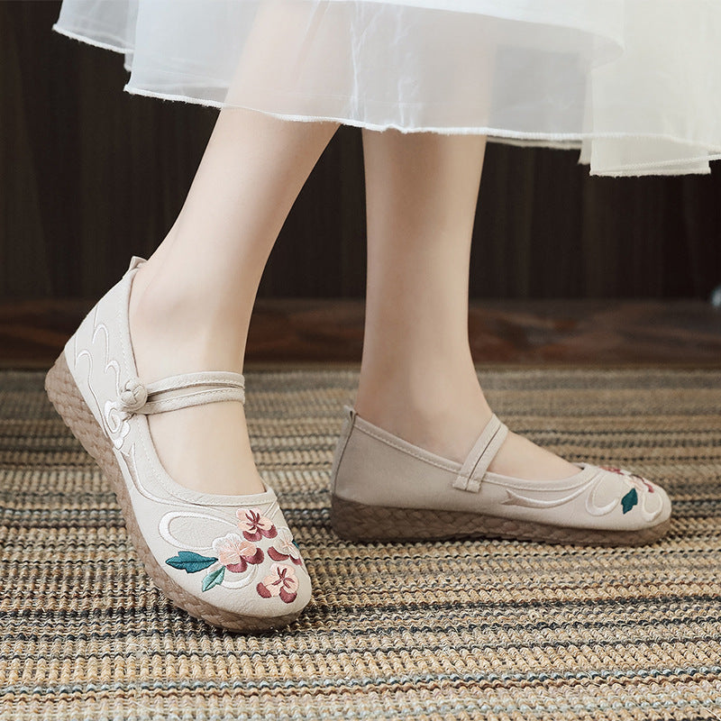 Women's Traditional Embroidered Female Han Costume Canvas Shoes Newgew