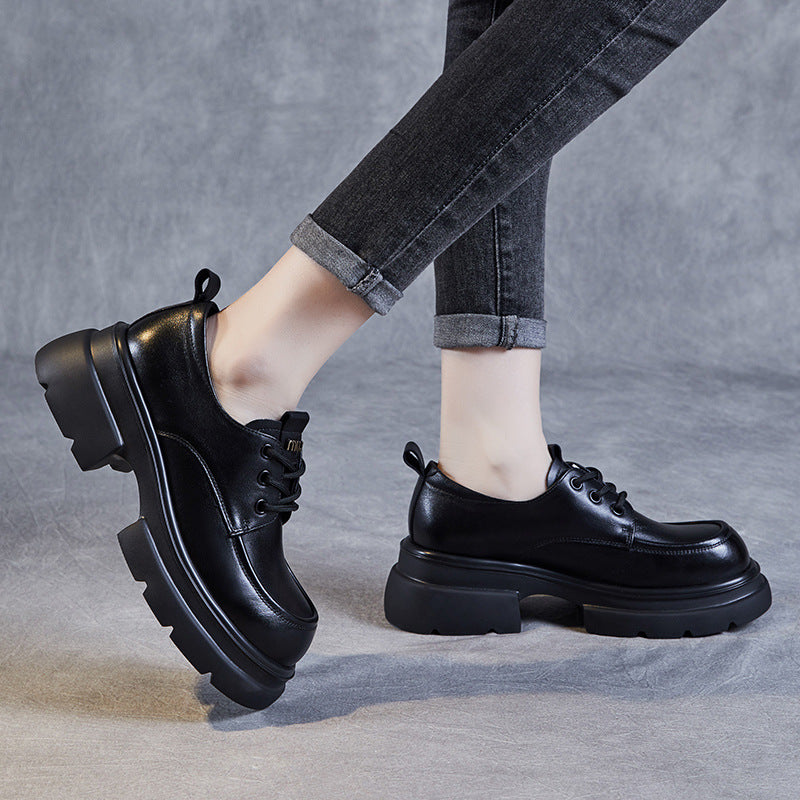 Women Minimalist Leather Chunky Platform Loafers Newgew Shoes