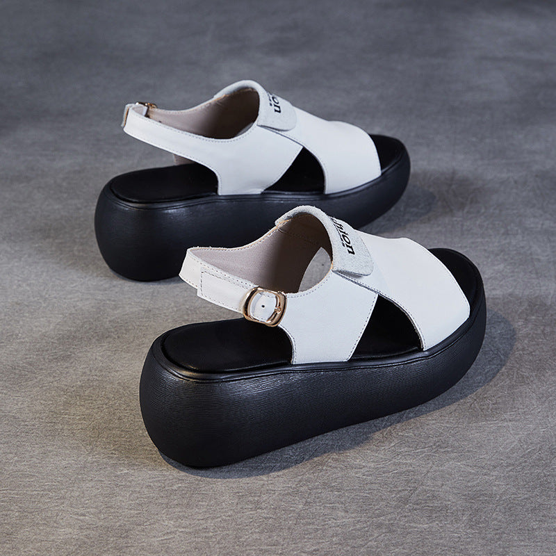 Women Casual Leather Platform Buckle Sandals Newgew Shoes