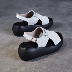Women Casual Leather Platform Buckle Sandals Newgew Shoes