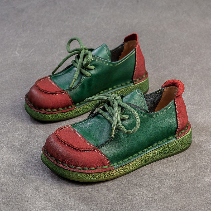 Women Retro Leather Flat Soft Casual Shoes Newgew Shoes