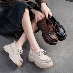 Women Minimalist Soft Leather Thick Soled Casual Shoes Newgew Shoes