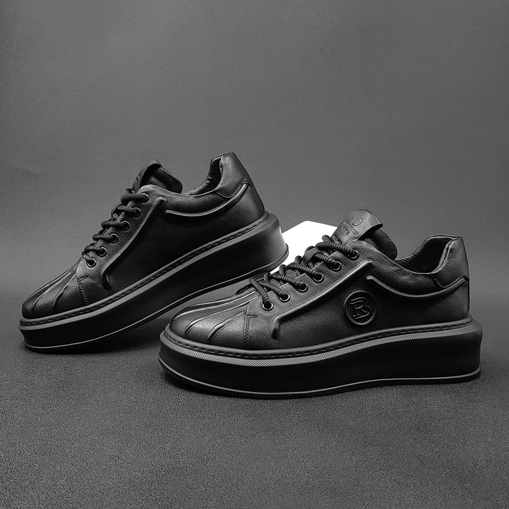 Men Minimalist Leather Thick Soled Casual Shoes Newgew Shoes