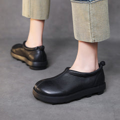 Women Retro Minimalist Leather Lug Sole Casual Shoes Newgew Shoes