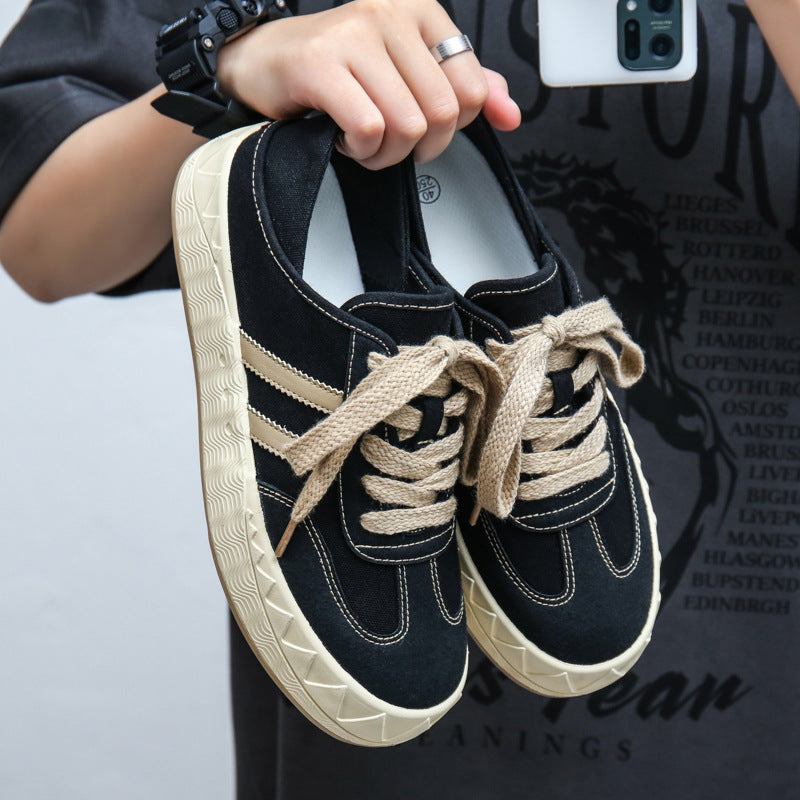 Men Fashion Patchwork Canvas Flat Casual Shoes Newgew Shoes