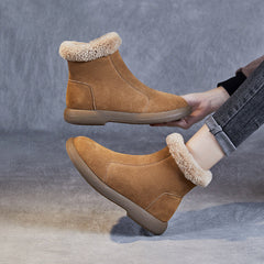 Women Minimalist Suede Flat Ankle Snow Boots Newgew Shoes