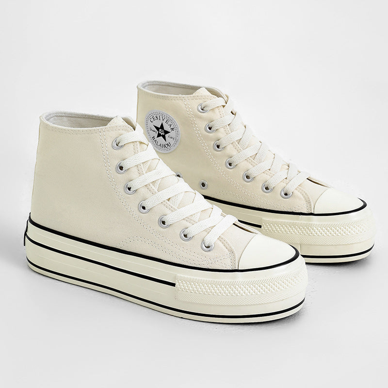 Women's High-low Top Height Increasing Classic Canvas Shoes Newgew