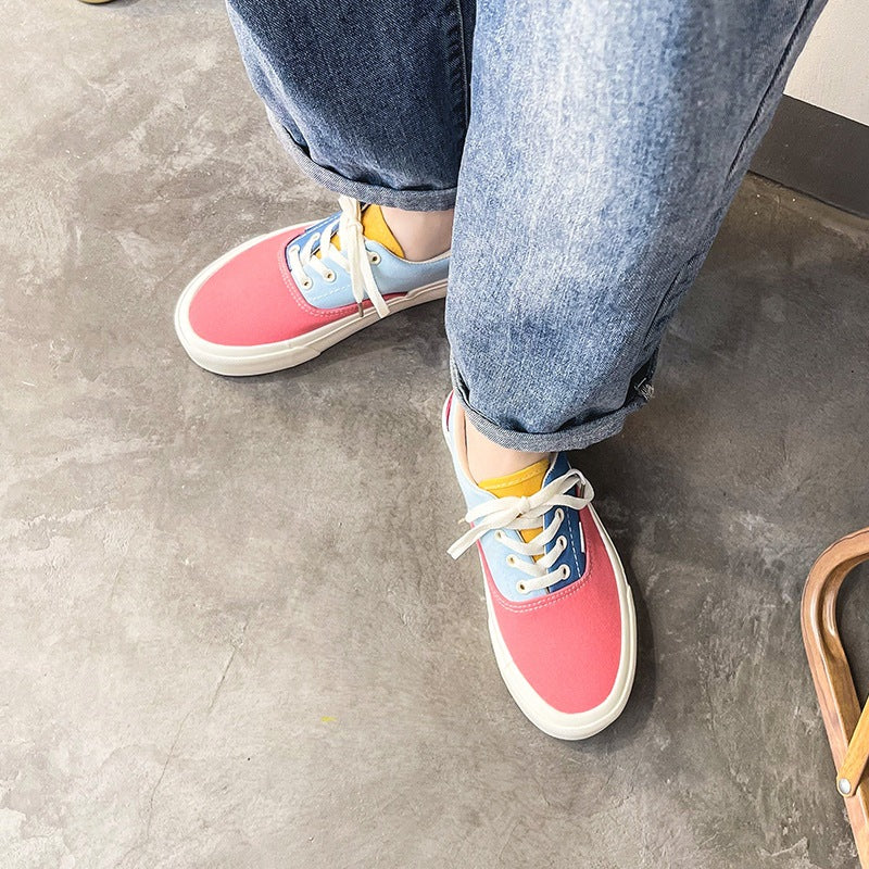 Korean Style Color Matching Stitching Female Cute Canvas Shoes Newgew