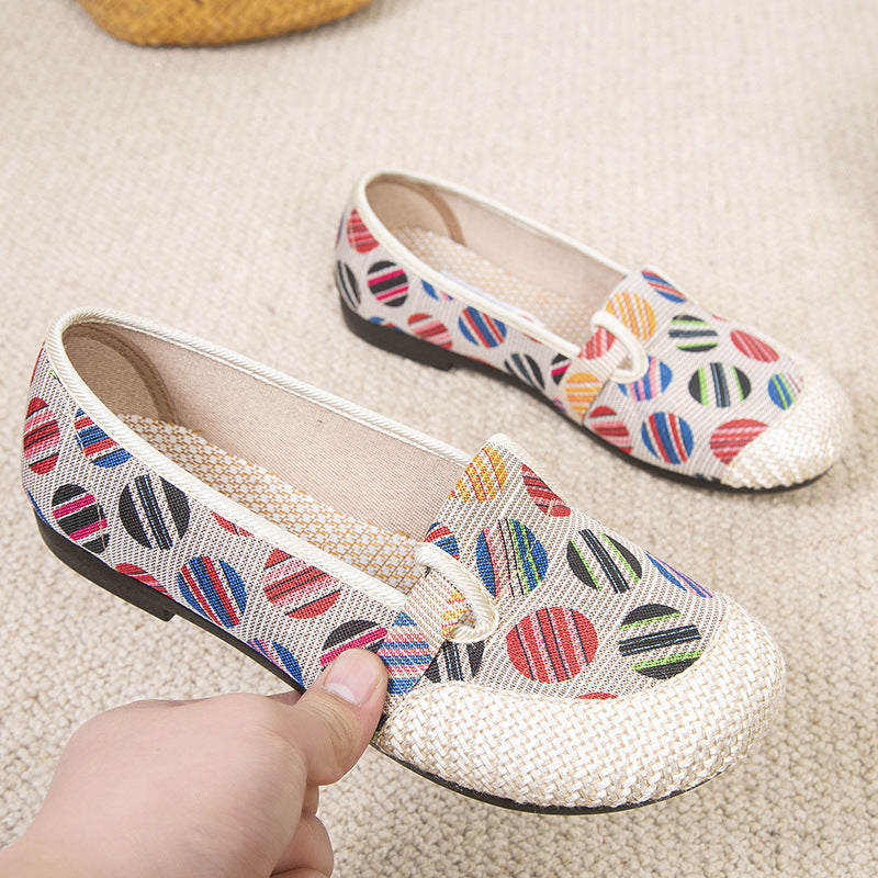 Women's Slip-on Flat Mom Linen Leisure Old Canvas Shoes Newgew