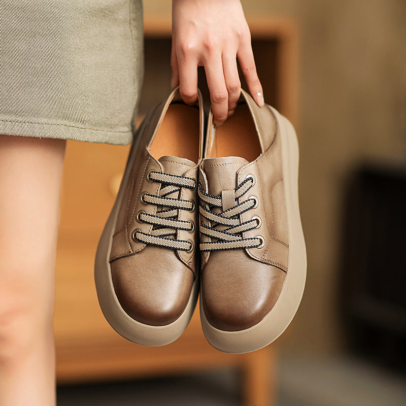 Women Minimalist Soft Leather Flat Casual Shoes Newgew Shoes