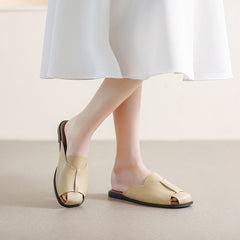 Women Retro Casual Leather Summer Slides Newgew Shoes