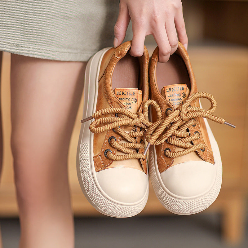 Women Minimalist Fashion Leather Flat Casual Shoes Newgew Shoes