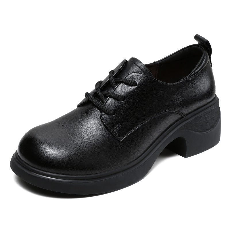 Women Minimalism Soft Leather Chunky Block Casual Shoes Newgew Shoes